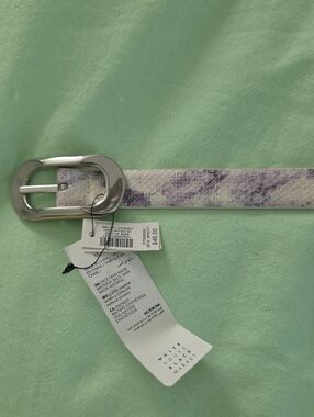 White House Black Market Lavender Snakeskin-Effect Belt with Silver Buckle